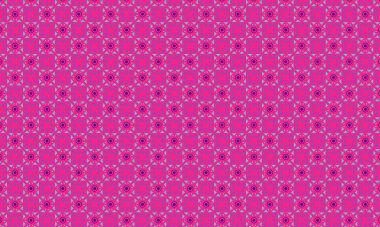 Şekillendirilmiş çiçek elementleri, dairesel aksanlar ve geometrik simetri içeren kusursuz batik desen, tekstil ve geleneksel tasarım için idealdir..