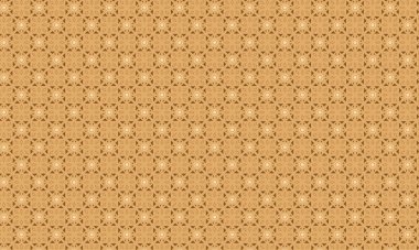 Şekillendirilmiş çiçek elementleri, dairesel aksanlar ve geometrik simetri içeren kusursuz batik desen, tekstil ve geleneksel tasarım için idealdir..