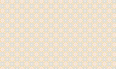 Şekillendirilmiş çiçek elementleri, dairesel aksanlar ve geometrik simetri içeren kusursuz batik desen, tekstil ve geleneksel tasarım için idealdir..