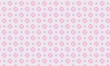 Basit dairesel çiçek motifleri ve noktalı aksanlar içeren kusursuz batik desen, tekstil, el işi ve geleneksel dekoratif tasarım için idealdir..