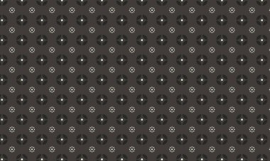 Basit dairesel çiçek motifleri ve noktalı aksanlar içeren kusursuz batik desen, tekstil, el işi ve geleneksel dekoratif tasarım için idealdir..