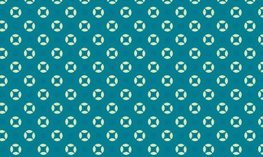 Basit dairesel çiçek motifleri ve noktalı aksanlar içeren kusursuz batik desen, tekstil, el işi ve geleneksel dekoratif tasarım için idealdir..