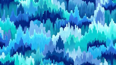 Abstract layered water-inspired design in navy, teal, turquoise, aqua, and sky blue with creative paint strokes.