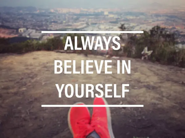 Motivational Inspirational Wording Always Believe Yourself Written Blurred Styled Background — Stock Photo, Image