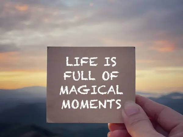 Palavras Motivacionais Inspiradoras Life Full Magical Moments Escrito Bloco Notas — Fotografia de Stock