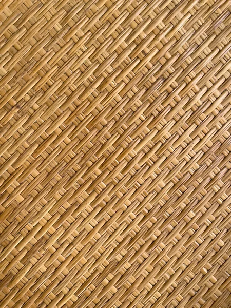 Arka plan ve doku konsepti. Örülmüş bambu derisinden yapılmış sepet tepsisinin dokusunu kapat. Sanatsal değeri olduğu kadar faydaları da olan eşsiz bir tasarımı gösteriyor..