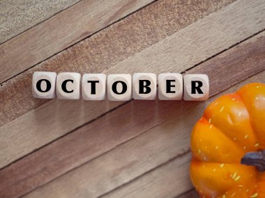 Ay ve kutlama konsepti. Tahta bloklara eklem tahtası yazılmış. Bulanık stil arkaplanlı.