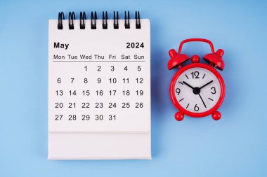 Month, time and calendar concept. Calendar for month of May 2024. On blurred styled background. clipart