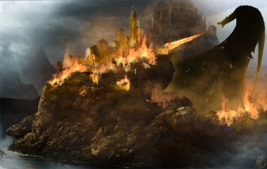 ejderha kaleyi ateşe verdi