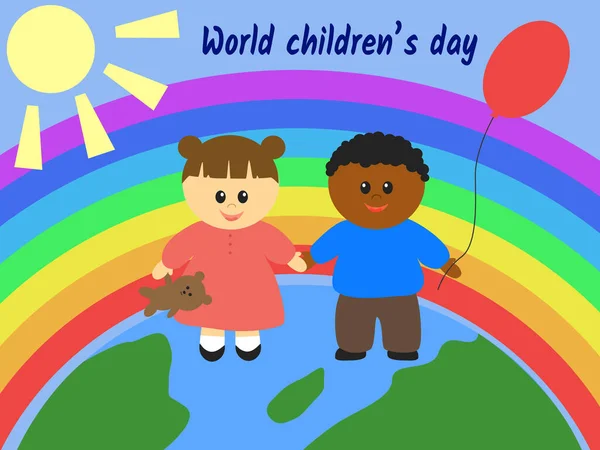 Mundo Cartão Saudação Dia Das Crianças — Fotografia de Stock