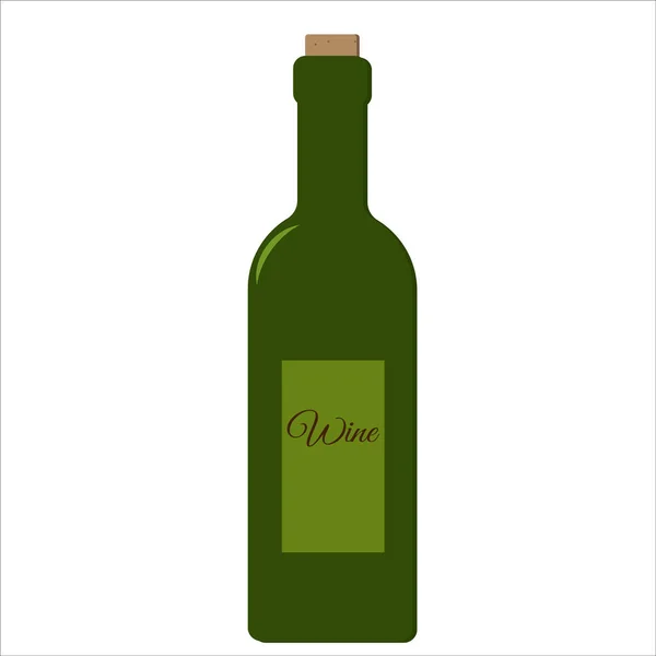 Dibujos Animados Aislados Botella Vino Tinto Verde — Archivo Imágenes Vectoriales