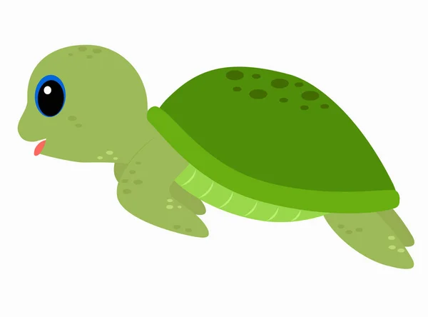 Cartoon Vektor Grüne Niedliche Baby Schildkröte — Stockvektor