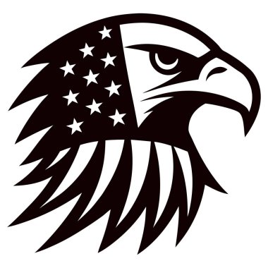 Beyaz arkaplan vektör çiziminde Amerikan bayrağı taşıyan kartal