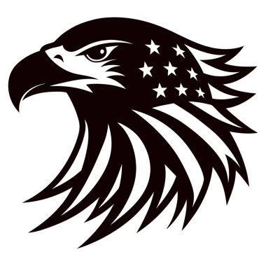 Amerikan bayrağı taşıyan bir kartal kafası. vektör illüstrasyonu
