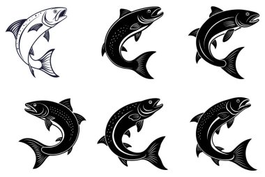 set balık. vektör çizim