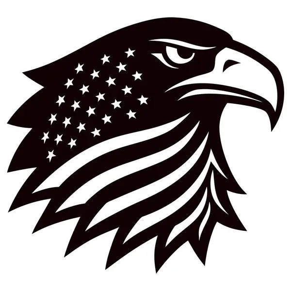 Beyaz arka planda Amerikan bayrağı olan kartal kafası, vektör illüstrasyonu