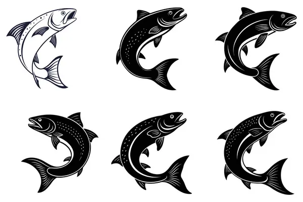 set balık. vektör çizim