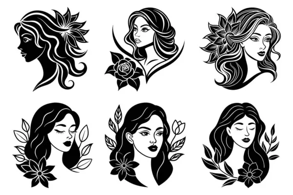 Women's Day silhouette girl face line art.