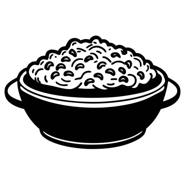 Bir kase pirinç ikonu, basit stil.