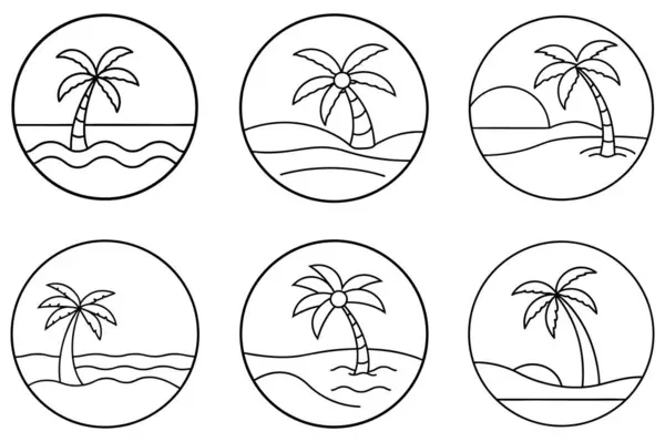 Palmiye ağacı ve sahil çizgisi.