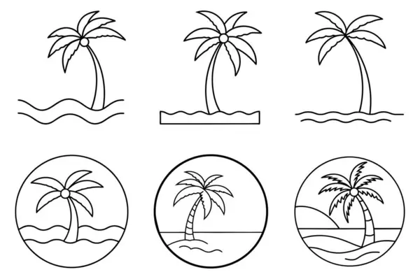 Hindistan cevizli tropikal bitkiler. çizgi sanatı biçimi.