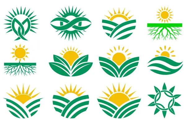 Dağların üzerinde gün batımı ikon vektör illüstrasyonunu zirve