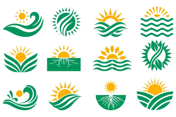 Dağların üzerinde gün batımı ikon vektör illüstrasyonunu zirve