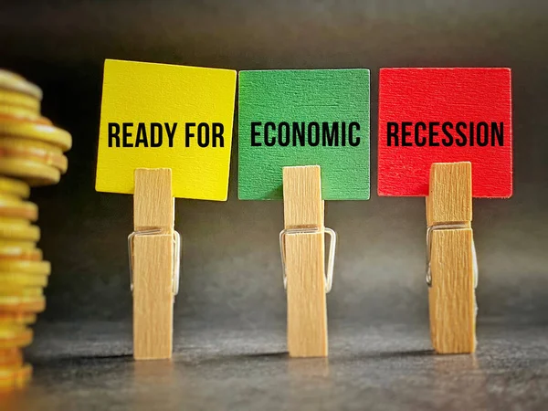Bereit Für Wirtschaftliche Rezession Text Hintergrund Vorbereitung Auf Das Rezessionskonzept — Stockfoto