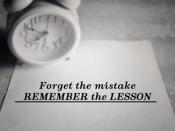 Forget Mistake Remember Lesson Text Vintage Background Inspirational Motivational Quote — Stock Photo, Image