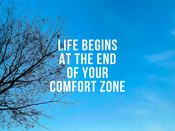 Inspirational Motivating Quote Life Begins End Your Comfort Zone Text — Stock Photo, Image