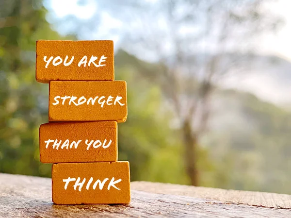 You Stronger You Think Text Bricks Background Inspirational Motivational Quote — Stock Photo, Image