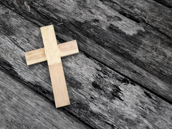Wielki Post Wielki Tydzień Wielki Piątek Koncepcje Drewniany Krzyż Kształcie — Zdjęcie stockowe