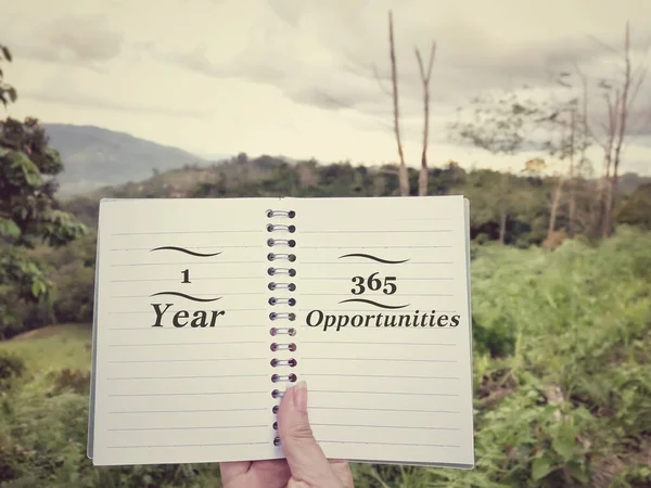 1 year equals 365 opportunities conceptwith nature background.