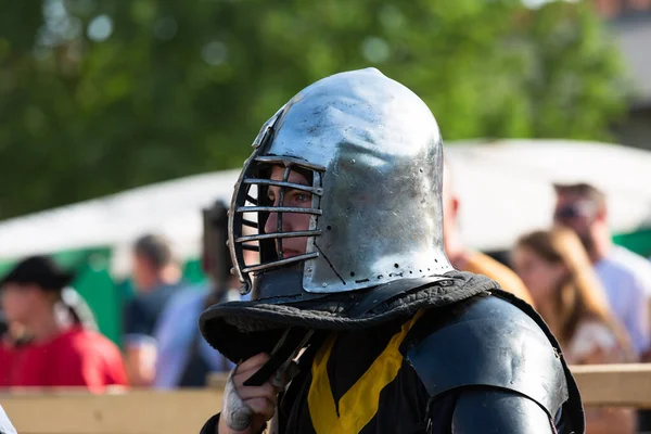 Historical Restoration Knightly Fights Summer Time Medieval Festival Festival Medieval — Stock Photo, Image