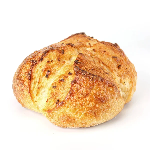 Beyaz Arka Planda Izole Edilmiş Bir Somun Ekmek Ekmeğin Tamamı — Stok fotoğraf