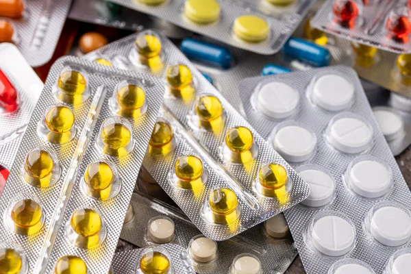 Verscheidenheid Van Geneesmiddelen Drugs Geneeskunde Gezondheidszorg Concept — Stockfoto