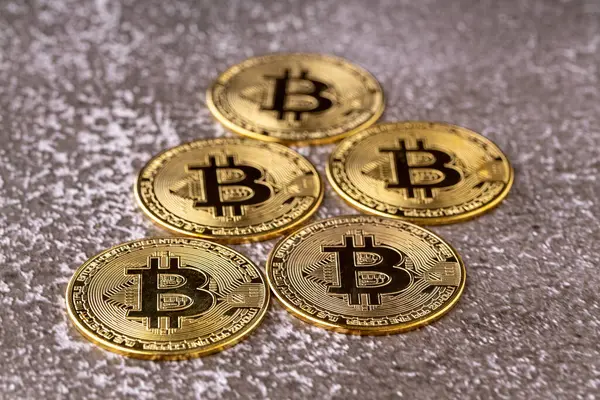暗号通貨 ビットコイン Btc ビットコイン ブロックチェーン技術 ビットコイン鉱山 ストック画像