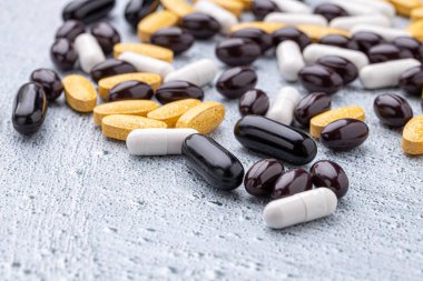 İlaç ve ilaç çeşitliliği. Tıp ve sağlık hizmetleri kavramı..