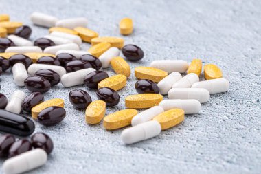 İlaç ve ilaç çeşitliliği. Tıp ve sağlık hizmetleri kavramı..