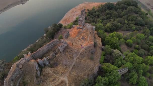 Ruinas Del Castillo Alba Aerial Drone Shot — Vídeo de stock