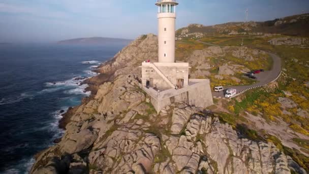 Fly Away Lighthouse Punta Nariga Costa Morte Death Coast Headland — Stockvideo