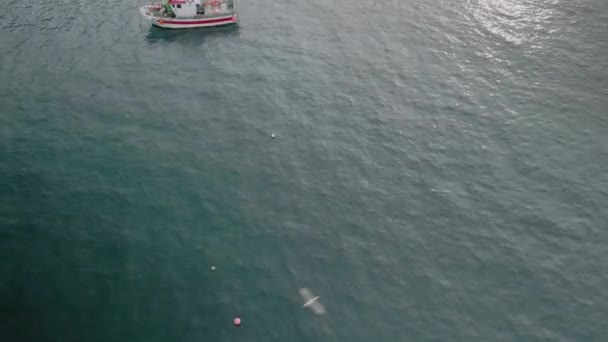 Sailboats Fascal Sea Foo Beach Carballo Coruna Galicia Spain Воздушный — стоковое видео