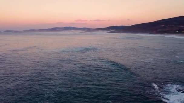 Atractivo Atardecer Sobre Mar Arteixo Coruña España Bandeja Aérea Derecha — Vídeos de Stock
