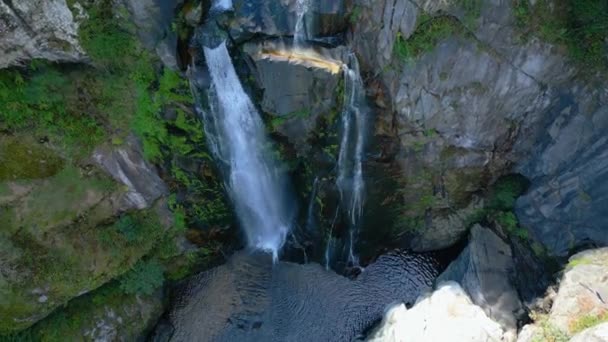 Vue Oeil Oiseau Fervenza Toxa Toxa Waterfall Silleda Pontevedra Espagne — Video