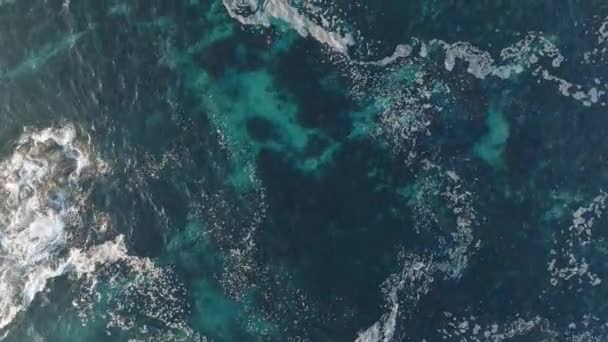 Top View Turquoise Water Playa Laxe Coruna Galicia Ισπανία Αεροπλάνο — Αρχείο Βίντεο