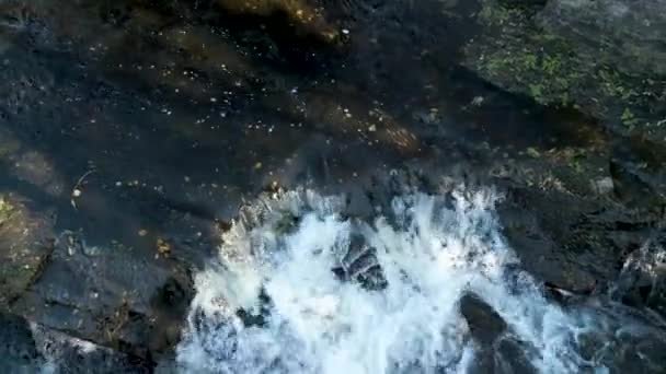 Rapids Mossy Rock Anllons River Coruna Španělsko Zavřít — Stock video