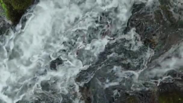 Massive River Rushes Smooth Rocks Rio Parga Espanha Topdown Tiros — Vídeo de Stock