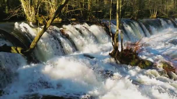 River Falls Gushing Mountain Park Fervenza Feiticeiras Coruna Ισπανία Αργή — Αρχείο Βίντεο