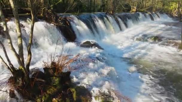 Waterfalls Gushing Fervenza Feiticeiras Park Pontes Garca Rodrguez Corua Spain — Stock Video