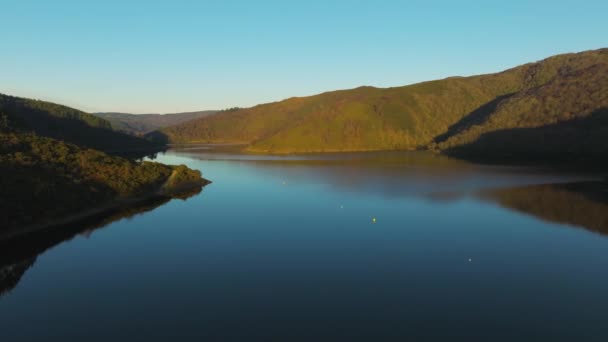 Encoro Ribeira Reservoir Pontes Garca Rodrguez Corua Spain Aerial Wide — Stock Video